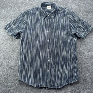 Baldwin Kansas City Shirt Mens Large Blue Short Sleeve Button Up EUC Fits Like M